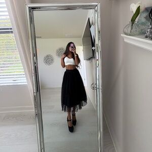 Black polka dot tulle skirt